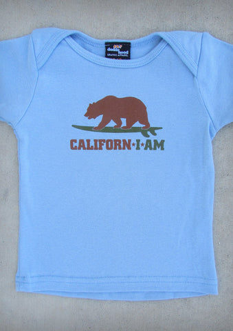 Californ I Am (Surfer) – California Baby Baby Blue T-shirt