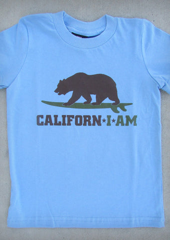 Californ I Am (Surfer) – California Youth Baby Blue T-shirt
