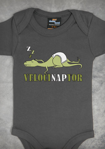 Velocinaptor – Baby Charcoal Gray Onepiece & T-shirt