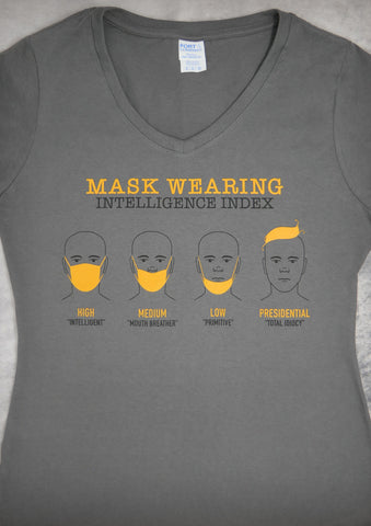 Masking Wearing Intelligence Index – Women's Charcoal V-neck T-shirt