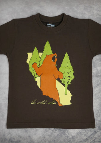 The Wild Calls (Bear) – California Youth Boy Chocolate Brown T-shirt