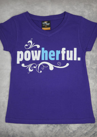 Powherful – Youth Girl Purple V-neck T-shirt