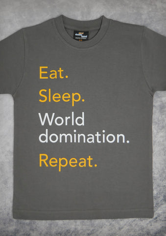 Eat Sleep World Domination Repeat – Youth Charcoal Gray T-shirt