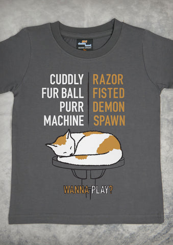 Cat Play – Youth Charcoal Gray T-shirt
