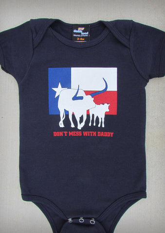 Don't Mess With Daddy – Texas Baby Navy Blue Onepiece & T-shirt