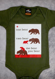 One Bear Two Bear – California Baby Olive Green Onepiece & T-shirt