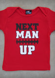 Next Man Up (Arkansas) – Baby Boy Red Onepiece & T-shirt