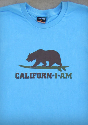 Californ I Am (Surfer) – California Men's Aqua Blue T-shirt