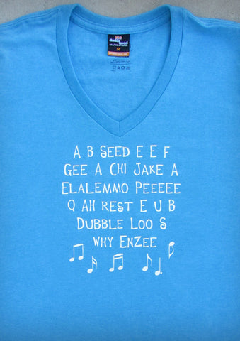 ABC – Women's Aqua Blue V-neck T-shirt