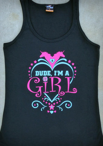 Dude, I'm A Girl – Women's Black Tank Top