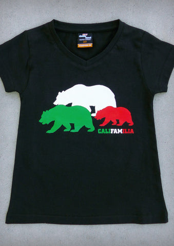 Califamilia – California Youth Girl Black V-neck T-shirt