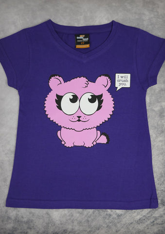 Kitty Crush – Youth Girl Purple V-neck T-shirt