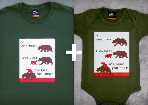 One Bear Two Gift Set – California Men's T-shirt + Baby Onepiece/T-shirt