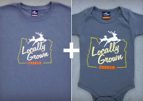 Locally Grown Gift Set – Oregon Men's T-shirt + Baby Onepiece/T-shirt